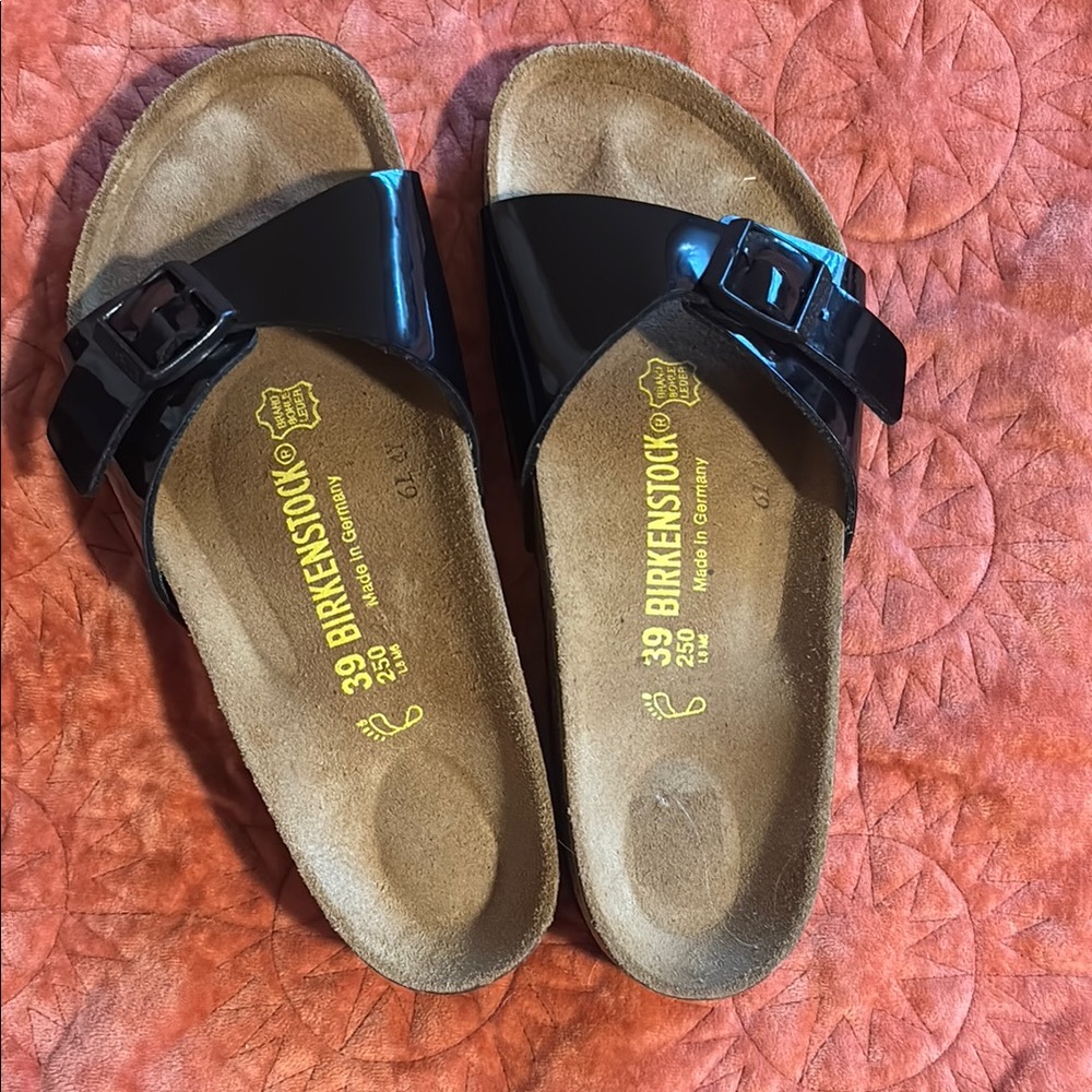 Birkenstock Glossy Black Slide Sandals